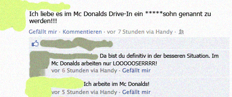 Mc Donalds arbeiten Fail